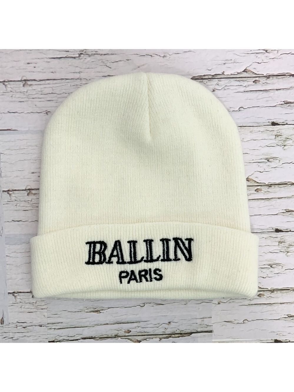 🦩 BALLIN PARIS Off White Unisex Tuque Hat (🦩2 for $25)